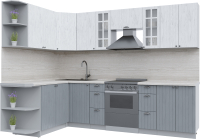 Кухонный гарнитур Интерлиния Берес 1.7x2.8 левая (дуб полярный/дуб серый/травертин серый) - 