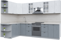 Кухонный гарнитур Интерлиния Берес 1.7x3.0 левая (дуб полярный/дуб серый/травертин серый) - 
