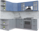 Кухонный гарнитур Интерлиния Берес 1.7x2.3 левая (дуб лазурный/дуб серый/серый каспий) - 