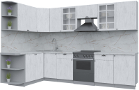 Кухонный гарнитур Интерлиния Берес 1.7x3.1 левая (дуб полярный/серый каспий) - 