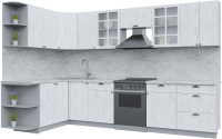Кухонный гарнитур Интерлиния Берес 1.7x3.2 левая (дуб полярный/серый каспий) - 
