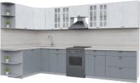 Кухонный гарнитур Интерлиния Берес 1.7x3.5 левая (дуб полярный/серый каспий) - 