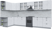 Кухонный гарнитур Интерлиния Берес 1.7x3.8 левая (дуб полярный/серый каспий) - 
