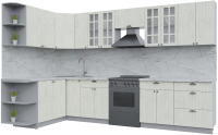 Готовая кухня Интерлиния Берес 1.7x3.3 левая (дуб снежный/серый каспий) - 