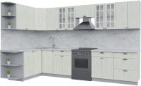 Кухонный гарнитур Интерлиния Берес 1.7x3.4 левая (дуб снежный/серый каспий) - 