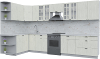 Кухонный гарнитур Интерлиния Берес 1.7x3.5 левая (дуб снежный/серый каспий) - 