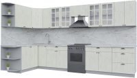 Кухонный гарнитур Интерлиния Берес 1.7x3.7 левая (дуб снежный/серый каспий) - 