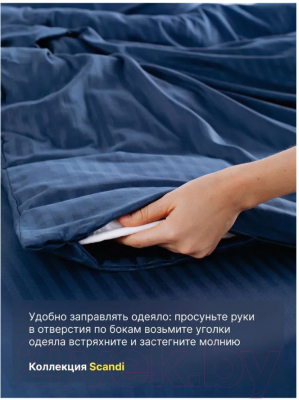 Комплект постельного белья GoodNight Scandi Страйп-сатин 1.5 / 407953 (синий)