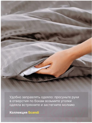 Комплект постельного белья GoodNight Scandi Страйп-сатин Евро King / 407962 (серый)