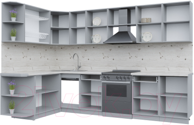 Готовая кухня Интерлиния Берес 1.7x3.1 левая (дуб серый/опал светлый)