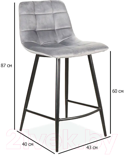 Стул барный Signal Mila H-2 Velvet (Bluvel 14 серый/черный матовый) — фото 5