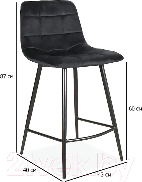 Стул барный Signal Mila H-2 Velvet (Bluvel 19 черный/черный матовый) — фото 4