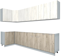 Кухонный гарнитур Интерлиния Мила Лайт 1.2x3.0 без столешницы (дуб белый/дуб серый) - 
