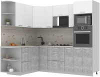 Готовая кухня Интерлиния Мила Лайт 1.68x2.4 левая (белый платинум/бетон/бискайская сосна) - 
