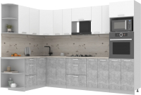 Готовая кухня Интерлиния Мила Лайт 1.68x3.0 левая (белый платинум/бетон/бискайская сосна) - 