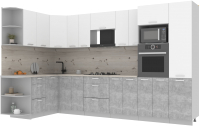 Готовая кухня Интерлиния Мила Лайт 1.68x3.4 левая (белый платинум/бетон/бискайская сосна) - 