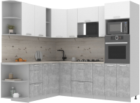 Готовая кухня Интерлиния Мила Лайт 1.88x2.4 левая (белый платинум/бетон/бискайская сосна) - 