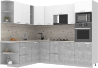 Готовая кухня Интерлиния Мила Лайт 1.88x2.6 левая (белый платинум/бетон/бискайская сосна) - 