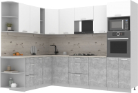 Кухонный гарнитур Интерлиния Мила Лайт 1.88x2.8 левая (белый платинум/бетон/бискайская сосна) - 
