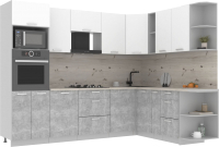 Кухонный гарнитур Интерлиния Мила Лайт 1.88x3.0 левая (белый платинум/бетон/бискайская сосна) - 
