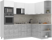 Готовая кухня Интерлиния Мила Лайт 1.68x2.4 правая (белый платинум/бетон/бискайская сосна) - 