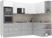 Готовая кухня Интерлиния Мила Лайт 1.68x2.6 правая (белый платинум/бетон/бискайская сосна) - 