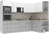 Готовая кухня Интерлиния Мила Лайт 1.68x2.8 правая (белый платинум/бетон/бискайская сосна) - 