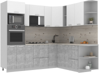 Готовая кухня Интерлиния Мила Лайт 1.88x2.4 правая (белый платинум/бетон/бискайская сосна) - 