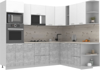 Готовая кухня Интерлиния Мила Лайт 1.88x2.6 правая (белый платинум/бетон/бискайская сосна) - 