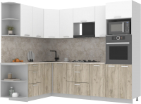 Кухонный гарнитур Интерлиния Мила Лайт 1.68x2.6 левая (белый платинум/дуб серый/малага) - 