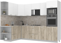 Готовая кухня Интерлиния Мила Лайт 1.68x2.8 левая (белый платинум/дуб серый/малага) - 