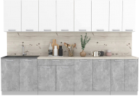 Кухонный гарнитур Интерлиния Мила Лайт 3.0 (белый платинум/бетон/бискайская сосна) - 