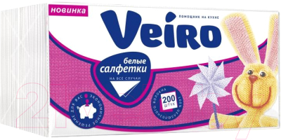 Изображение товара Бумажные салфетки Veiro 9012783 (200шт, белый)