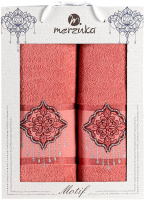 Набор полотенец Merzuka Motif 50x90/70x140 / 11635 (темно-розовый) - 