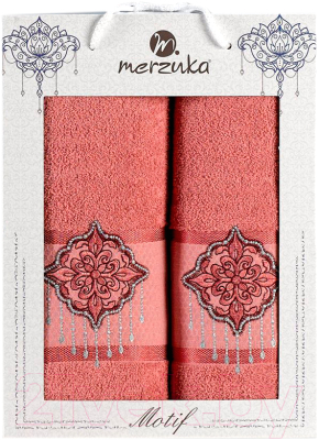 Набор полотенец Merzuka Motif 50x90/70x140 / 11635 (темно-розовый)