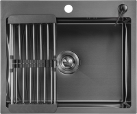 Мойка кухонная Saniteco 6050 Nano (с сифоном, дозатором и коландером) - 