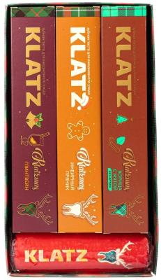 Подарочный набор Klatz Паста KLATZmas Глинтвейн+Корица с мятой+Имбирный пряник+Свеча (4x75мл)