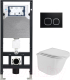 Унитаз подвесной с инсталляцией WeltWasser Amberg 506 + Telbach 004 GL-WT + Amberg RD-BL - 