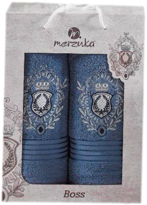 Набор полотенец Merzuka Boss 50x80/70x130 / 9807 (темно-голубой)