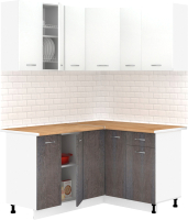 Кухонный гарнитур Кортекс-мебель Корнелия Лира 1.5x1.3 (белый/береза/дуб бунратти) - 