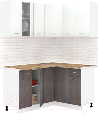 Готовая кухня Кортекс-мебель Корнелия Лира 1.5x1.3 (белый/береза/мадрид)