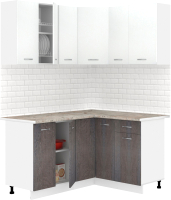 Кухонный гарнитур Кортекс-мебель Корнелия Лира 1.5x1.3 (белый/береза/марсель) - 