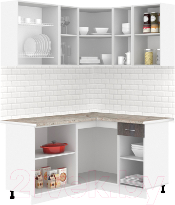 Готовая кухня Кортекс-мебель Корнелия Лира 1.5x1.3 (белый/береза/марсель)