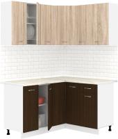Готовая кухня Кортекс-мебель Корнелия Лира 1.5x1.3 (дуб сонома/венге/королевский опал) - 