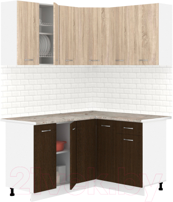 Готовая кухня Кортекс-мебель Корнелия Лира 1.5x1.3 (дуб сонома/венге/марсель)