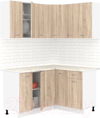 Готовая кухня Кортекс-мебель Корнелия Лира 1.5x1.3 (дуб сонома/королевский опал)