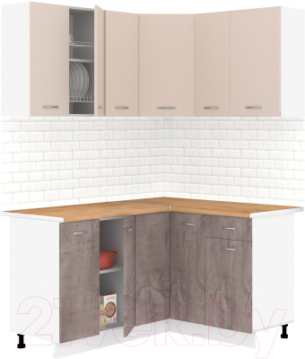 Готовая кухня Кортекс-мебель Корнелия Лира 1.5x1.3 (капучино/оникс/дуб бунратти)