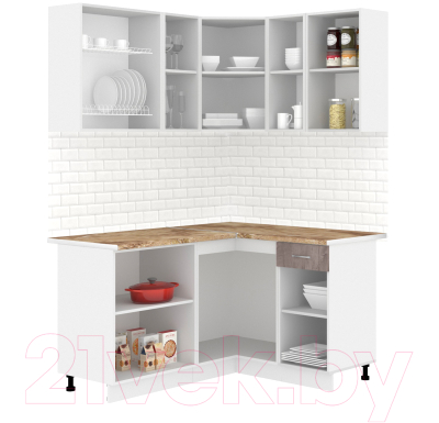 Готовая кухня Кортекс-мебель Корнелия Лира 1.5x1.3 (капучино/оникс/мадрид)