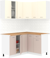 Готовая кухня Кортекс-мебель Корнелия Лира 1.5x1.3 (крем/капучино/дуб бунратти) - 