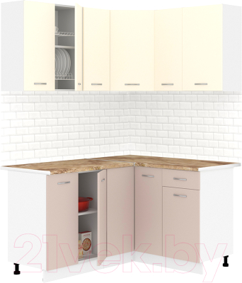 Готовая кухня Кортекс-мебель Корнелия Лира 1.5x1.3 (крем/капучино/мадрид)